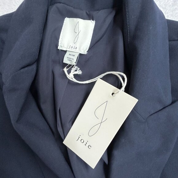 Joie Womens Double Breasted Blazer Medium Navy Notch Collar Stretch Lined New - Picture 3 of 7